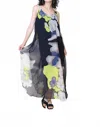 Diverse Group Floral Print Chiffon Maxi Dress In Black Multi In Black