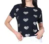 Diverse Group Heart Gold Print Tee In Black In Black