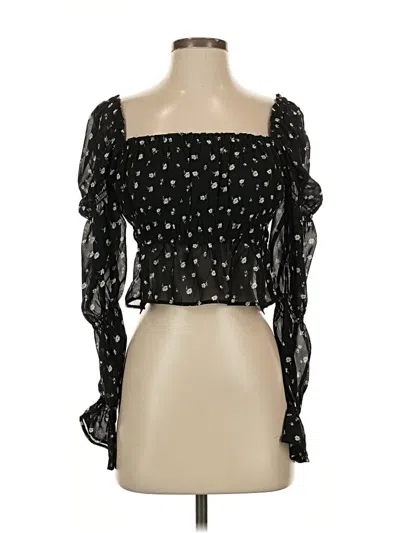 Pre-owned Divided By H&m 3/4 Sleeve Blouse In Black