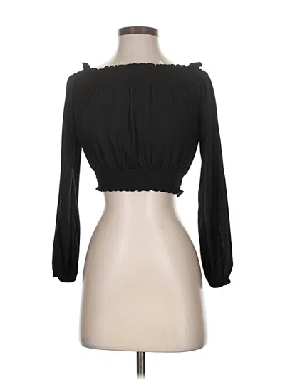 Pre-owned Divided By H&m 3/4 Sleeve Blouse In Black