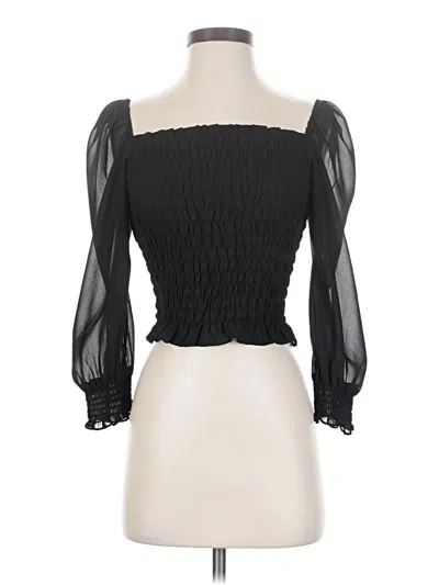 Pre-owned Divided By H&m 3/4 Sleeve Blouse In Black