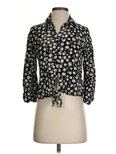Pre-owned Divided By H&m 3/4 Sleeve Blouse In Black