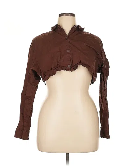 Pre-owned Divided By H&m 3/4 Sleeve Blouse In Brown