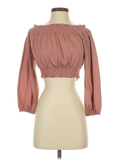 Pre-owned Divided By H&m 3/4 Sleeve Blouse In Brown
