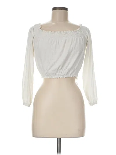 Pre-owned Divided By H&m 3/4 Sleeve Blouse In Ivory