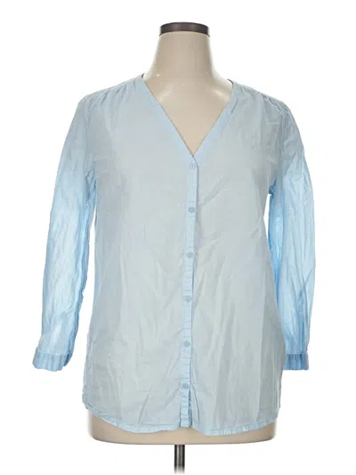 Pre-owned Divided By H&m 3/4 Sleeve Button Down Shirt In Blue