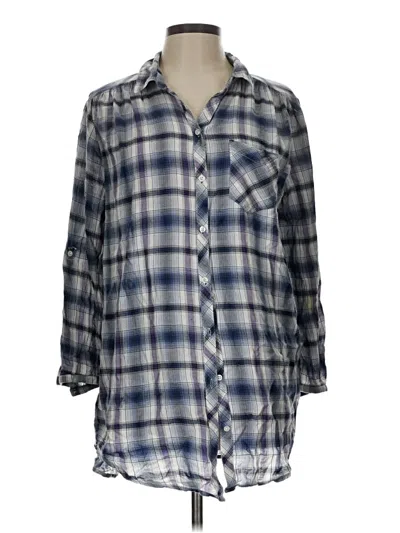 Pre-owned Divided By H&m 3/4 Sleeve Button Down Shirt In Blue