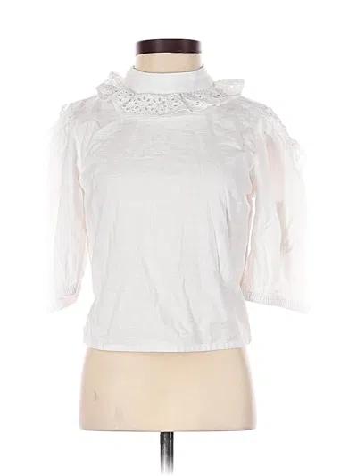 Divided By H&m 3/4 Sleeve Top White Mock Neckline Tops