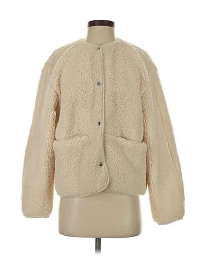 Pre-owned Divided By H&m Faux Fur Jacket In Ivory