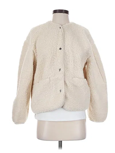 Pre-owned Divided By H&m Faux Fur Jacket In Ivory
