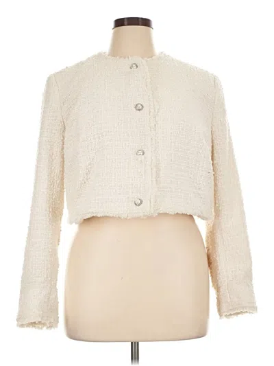 Pre-owned Divided By H&m Faux Fur Jacket In Ivory