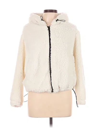 Pre-owned Divided By H&m Faux Fur Jacket In White