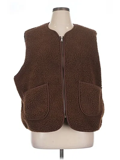 Pre-owned Divided By H&m Faux Fur Vest In Brown