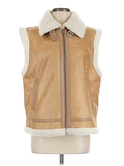 Pre-owned Divided By H&m Faux Fur Vest In Tan