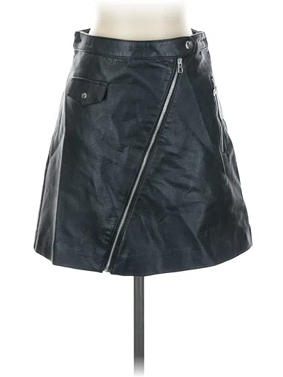 Pre-owned Divided By H&m Faux Leather Skirt In Black