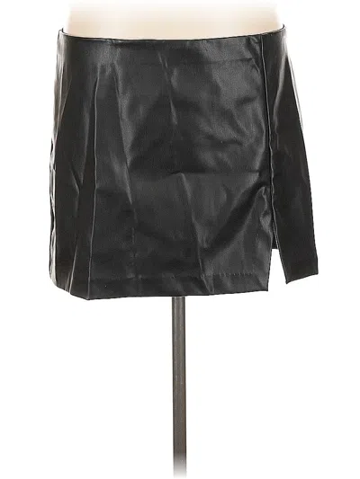 Pre-owned Divided By H&m Faux Leather Skirt In Black