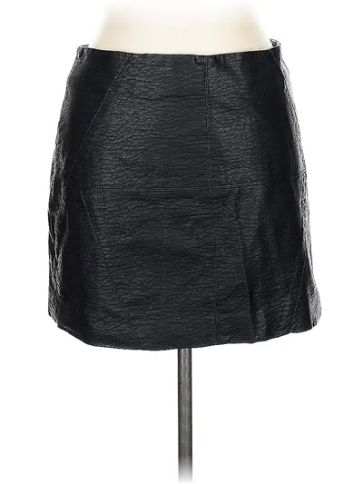 Pre-owned Divided By H&m Faux Leather Skirt In Black