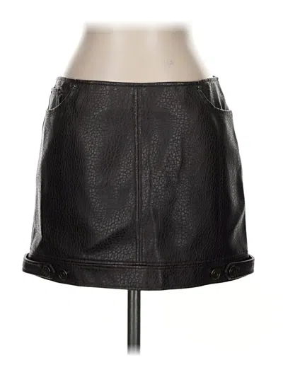 Pre-owned Divided By H&m Faux Leather Skirt In Black
