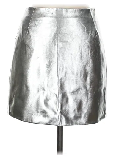 Pre-owned Divided By H&m Faux Leather Skirt In Silver