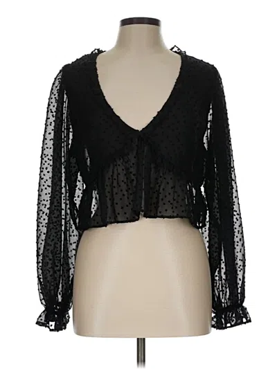 Pre-owned Divided By H&m Long Sleeve Blouse In Black