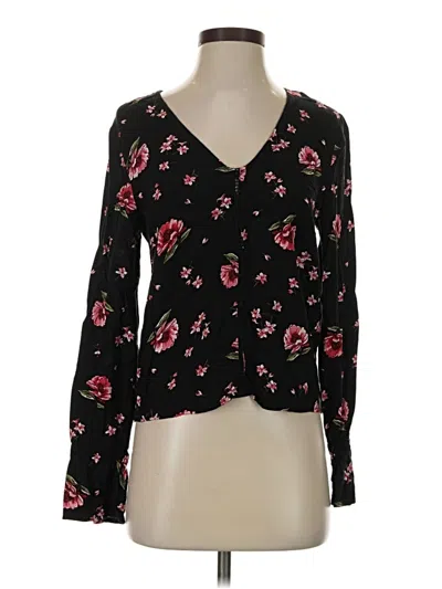 Pre-owned Divided By H&m Long Sleeve Blouse In Black