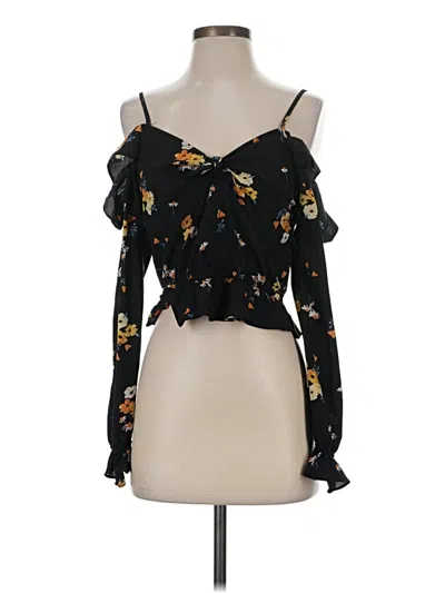 Pre-owned Divided By H&m Long Sleeve Blouse In Black