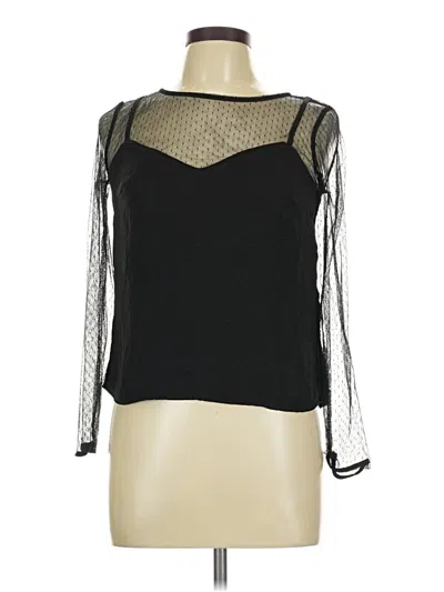 Pre-owned Divided By H&m Long Sleeve Blouse In Black