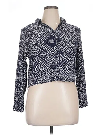 Pre-owned Divided By H&m Long Sleeve Blouse In Blue