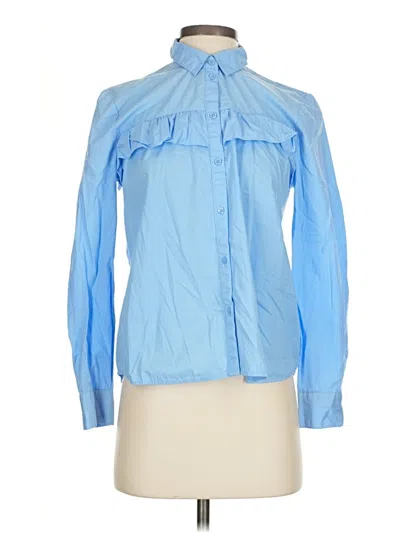 Pre-owned Divided By H&m Long Sleeve Blouse In Blue