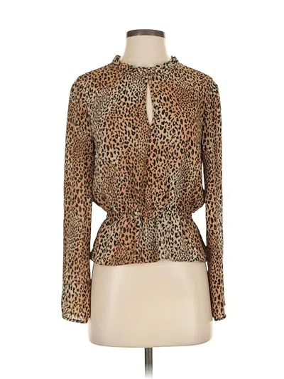 Pre-owned Divided By H&m Long Sleeve Blouse In Brown