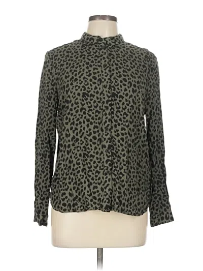 Pre-owned Divided By H&m Long Sleeve Blouse In Green
