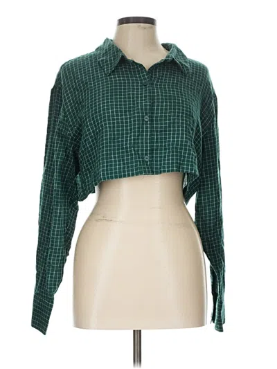 Pre-owned Divided By H&m Long Sleeve Blouse In Green