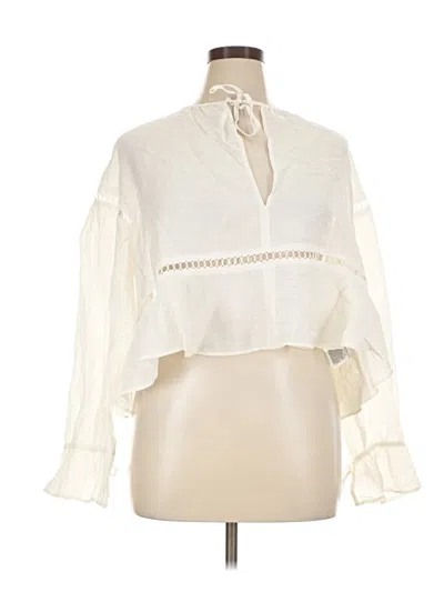 Pre-owned Divided By H&m Long Sleeve Blouse In Ivory