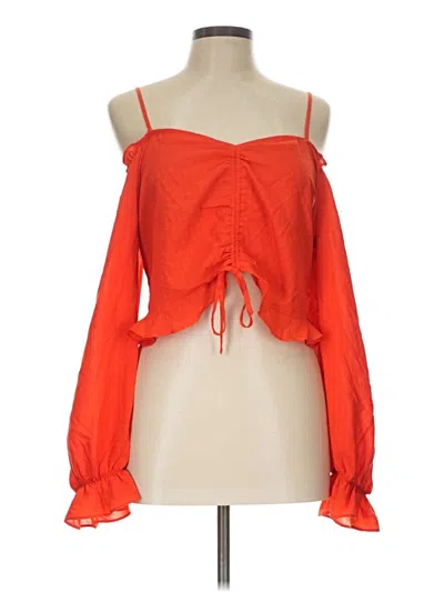 Pre-owned Divided By H&m Long Sleeve Blouse In Orange