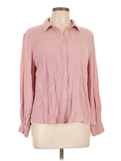 Pre-owned Divided By H&m Long Sleeve Blouse In Pink