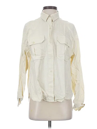 Pre-owned Divided By H&m Long Sleeve Button Down Shirt In Ivory