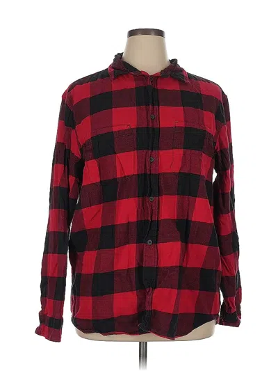 Pre-owned Divided By H&m Long Sleeve Button Down Shirt In Red