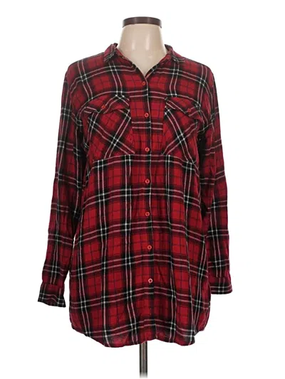 Pre-owned Divided By H&m Long Sleeve Button Down Shirt In Red