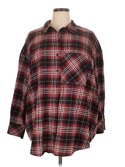 Pre-owned Divided By H&m Long Sleeve Button Down Shirt In Red