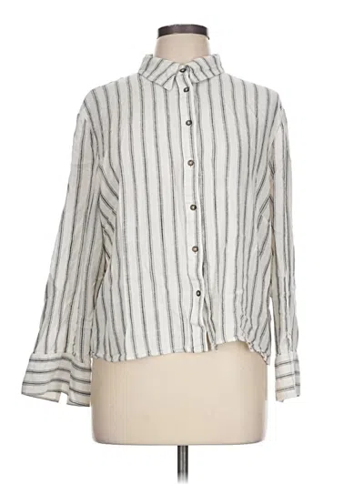 Pre-owned Divided By H&m Long Sleeve Button Down Shirt In Silver