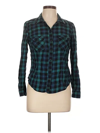 Pre-owned Divided By H&m Long Sleeve Button Down Shirt In Teal