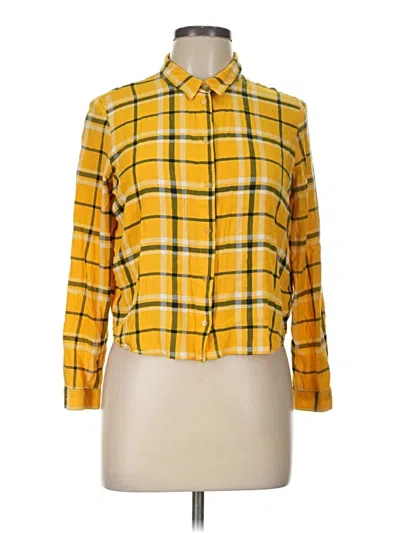 Pre-owned Divided By H&m Long Sleeve Button Down Shirt In Yellow