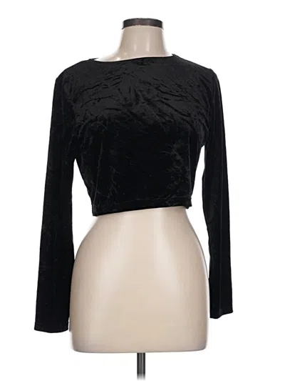 Pre-owned Divided By H&m Long Sleeve Top Black Keyhole Neckline Tops