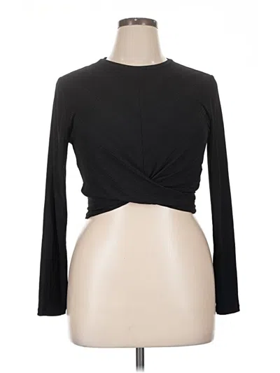 Pre-owned Divided By H&m Long Sleeve Top Black Keyhole Neckline Tops