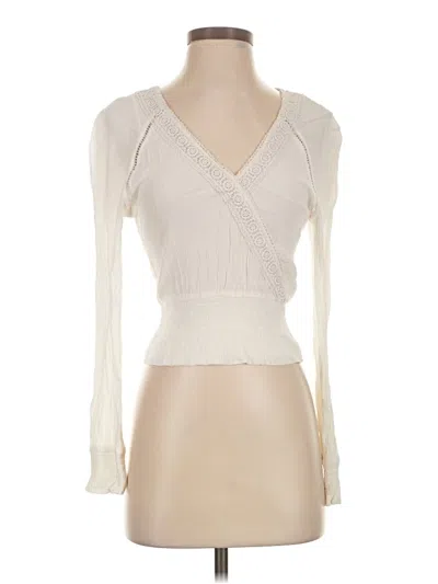 Pre-owned Divided By H&m Long Sleeve Top Ivory Plunge Neckline Tops