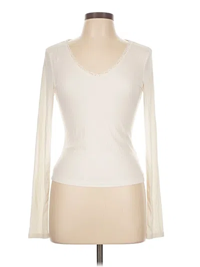 Pre-owned Divided By H&m Long Sleeve Top Ivory V Neck Tops In White