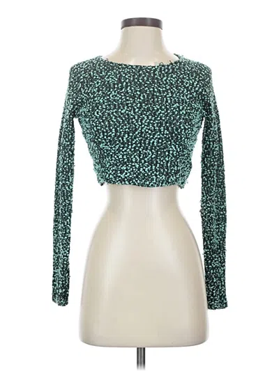 Pre-owned Divided By H&m Long Sleeve Top Teal Square Neckline Tops In Blue