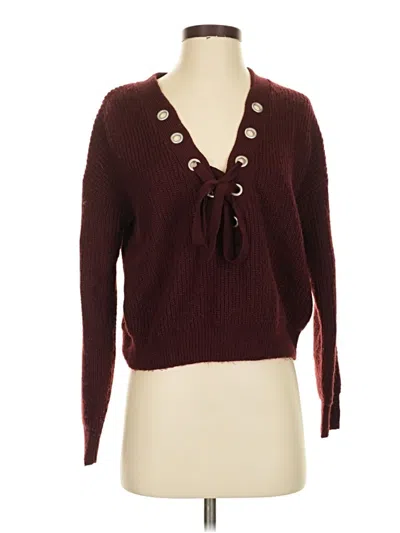 Pre-owned Divided By H&m Pullover Sweater In Burgundy