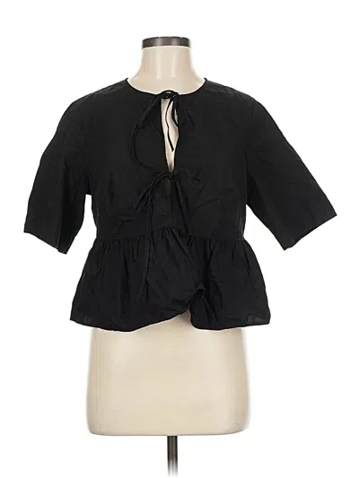 Pre-owned Divided By H&m Short Sleeve Blouse In Black