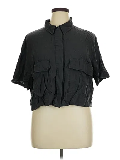 Pre-owned Divided By H&m Short Sleeve Blouse In Black